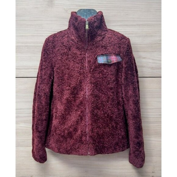 Pendleton Womens Sherpa Fleece Jacket Medium Wool Plaid Pocket - Picture 1 of 6